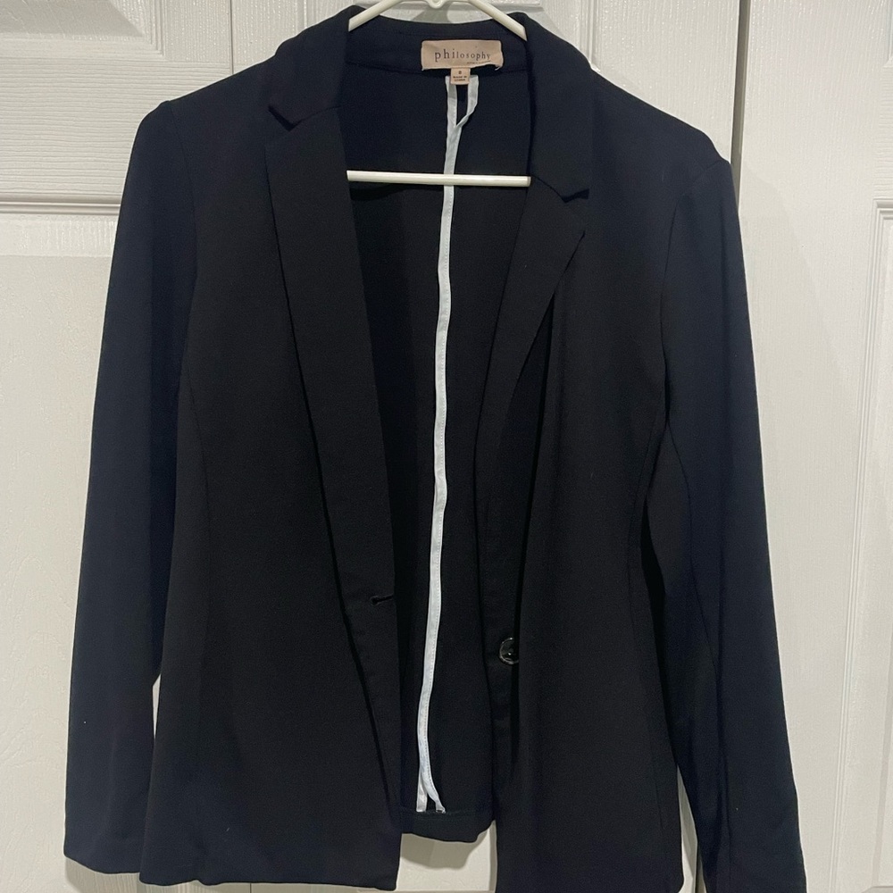 Philosophy Black Stretch Blazer Size 8
